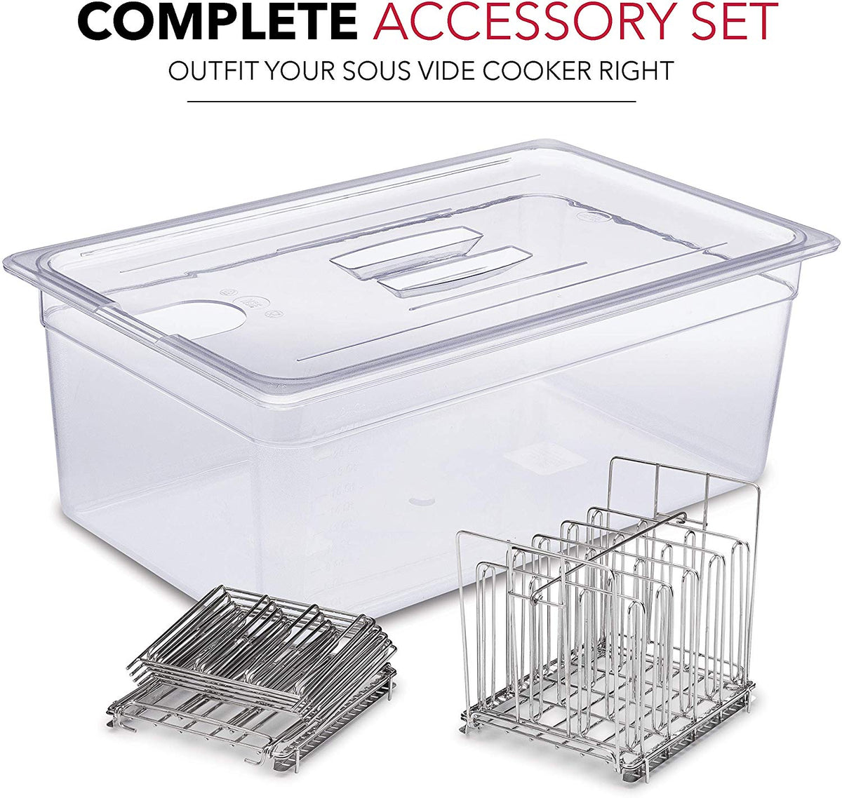 VÄESKE Sous Vide Container with Lid & Rack Set - 12 Quart