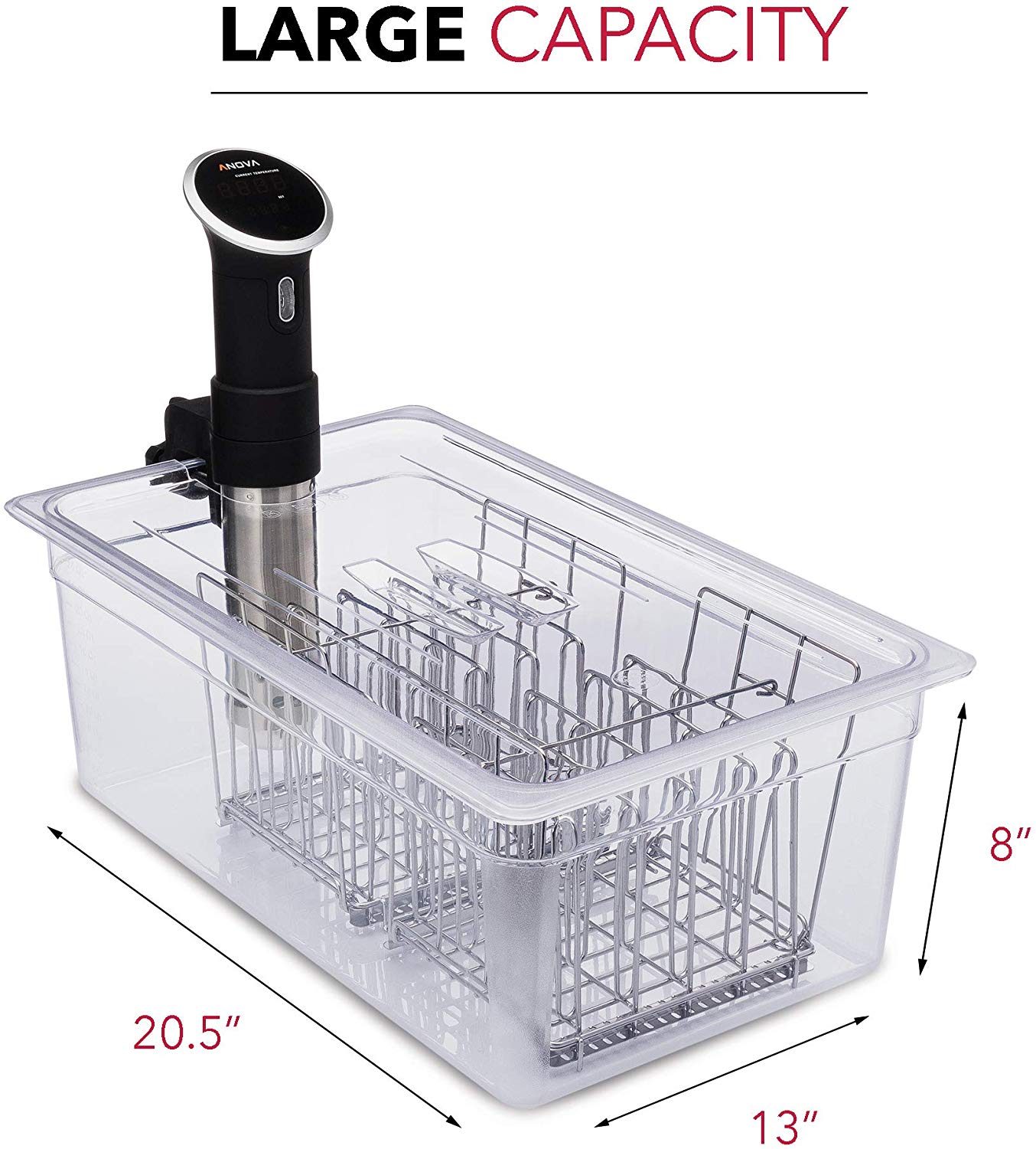 VÄESKE Large Sous Vide Container with Lid, Racks & Insulating Sleeve ...