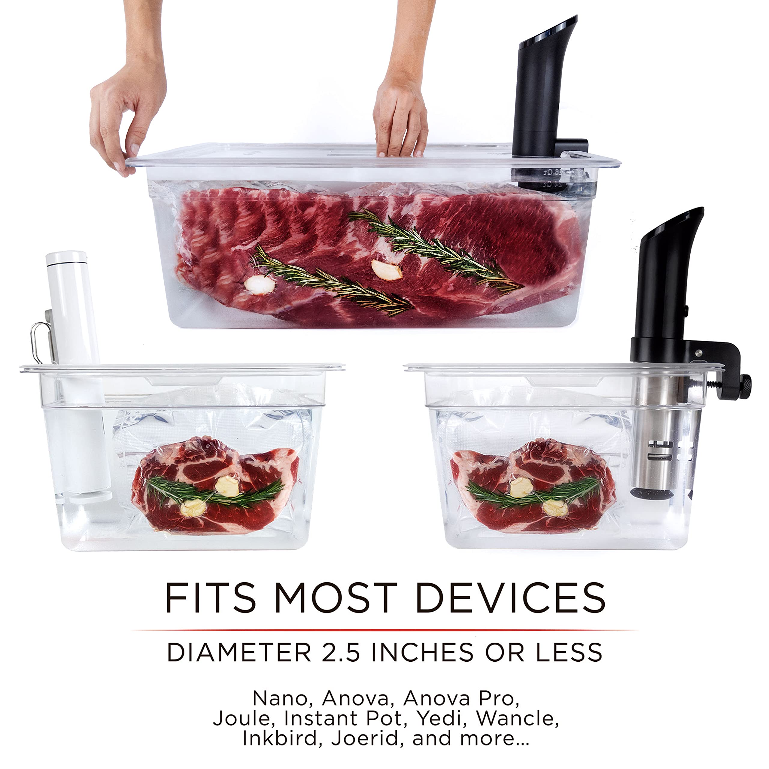 Weikeya Conteneur Sous Vide 11L – Récipient Alimentaire PC Qualité Pro, Couvercle Anti-Évaporation, Marques Litres