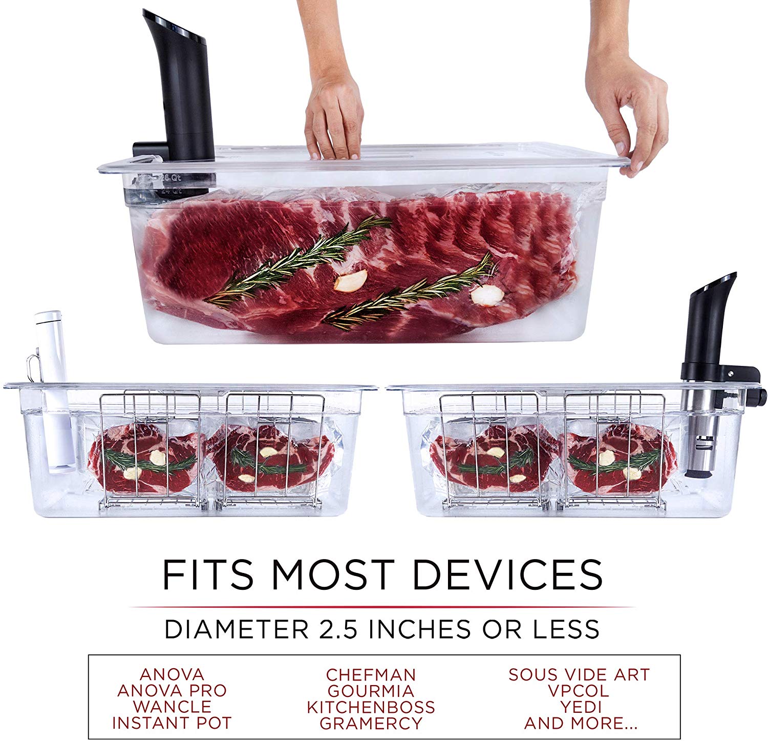 VÄESKE Large Sous Vide Container with Lid and Rack Kit